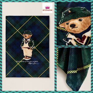 Polo Ralph Lauren Highmoore Polo Bear Tartan Plush Throw Blanket Gift Bag Set